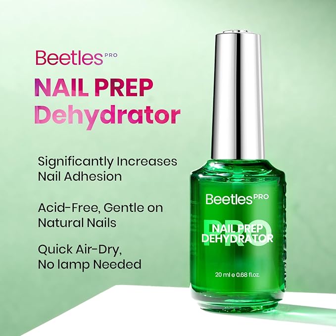 Beetles Professional Nail Prep Dehydrator - Natural Nails Superior Bonding Primer for Acrylic Powder and Gel Nail Polish Fast Dry Dehydrator Base Bonder Gel
