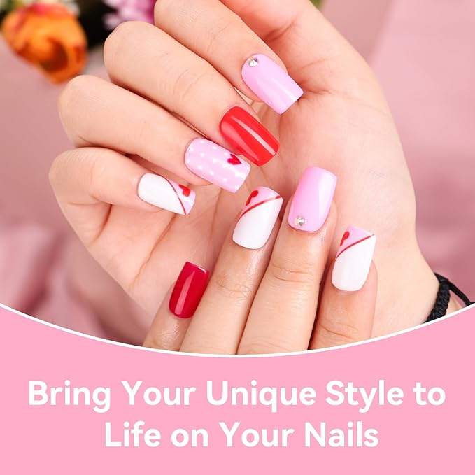Makartt Gel Nail Polish Set - 6 Colors Pink Gel Polish Kit, White, Light Pink, Red, Purple, 8ML Soak Off UV Nail Starter Kit for DIY Manicure & Salon Nail Art Designs