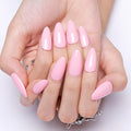 GLAMERMAID Light Pale Pink Press on Nails Medium Almond, Handmade Jelly Soft Gel Pure False Nals, Stiletto Glue on Nails Kit for Women, Reusable Short Oval Stick on Acrylic Fake Nails Manicure Set