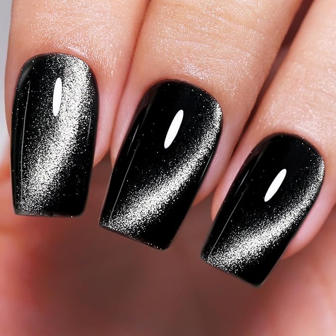 Cat Eye Gel Nail Polish,15ML Black Magnetic Gel Polish Spring Summer Glitter Diamond Shimmer Sparkle Soak off UV LED Light for Nail Art DIY
