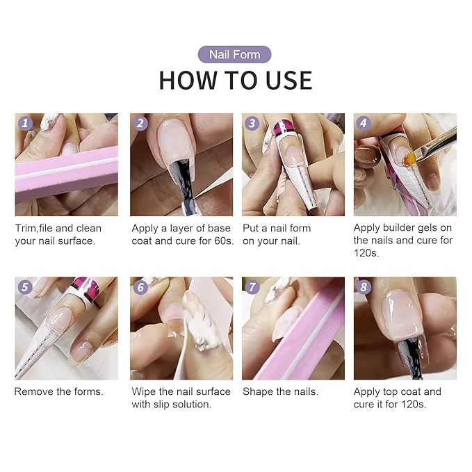 X&D Poly Gel Nail Kit 5 Colors Natural Clear Poly Nail Gel Kit Nail Extension Builder Nail Gel with Nail Glue Gel,Dual Forms, Nail Forms, Brush, File Set