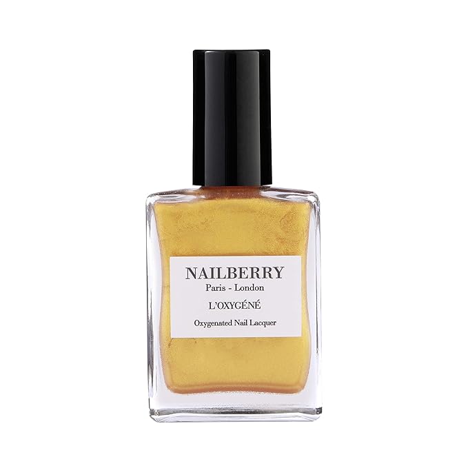 Nailberry L'Oxygéné Oxygenated Nail Lacquer | Golden Hour | Yellow-Gold Opaque Nail Polish | UV Protected Long-Wear Nail Polish | 12-Free | Vegan | Certified Halal | Cruelty & Gluten Free | 15 ml