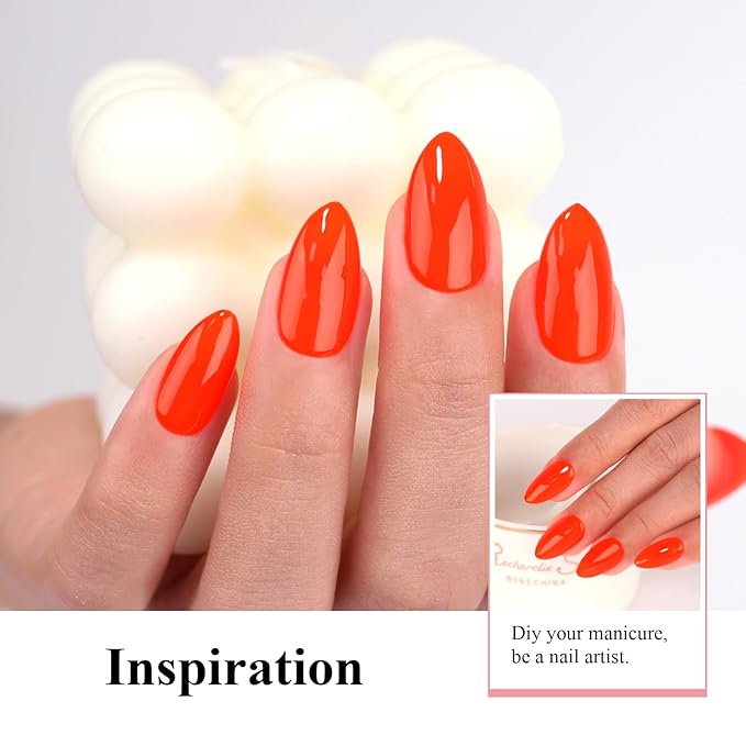 Imtiti Gel Gel Nail Polish, Neon Orange Red, 0.5 Fl Oz Soak Off LED UV, DIY Nail Art Kit for Women & Girls