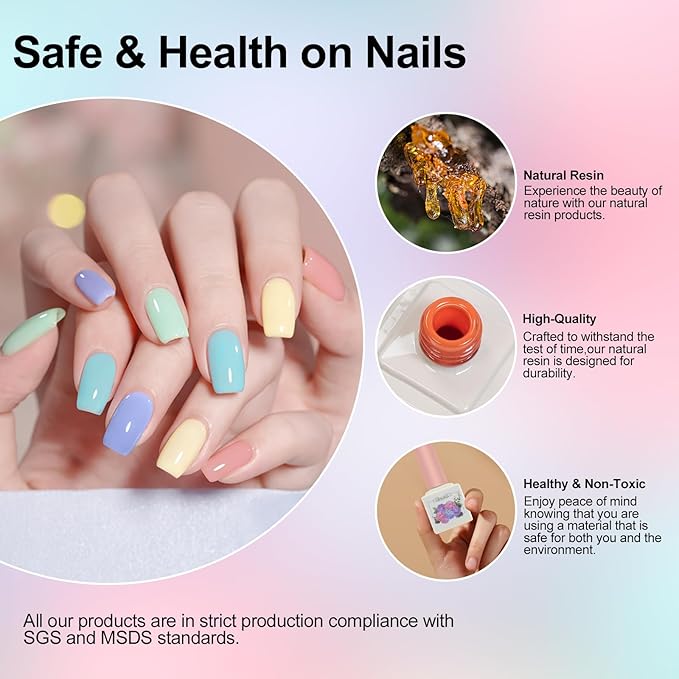 ADHERE 12 Colors Gel Nail Polish Set,12 ML Candy Colors UV Gel Polish Gel Nail Kit, Nude Pink Green Blue Purple Yellow Gel Nail Gifts for Women Girl DIY Salon Home Manicure