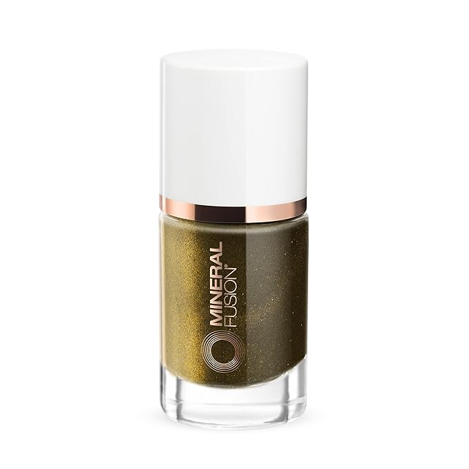 Mineral Fusion Nail Polish, Dark Glitter Gold, Gold Rush 0.33 Fl Oz (Pack of 1)