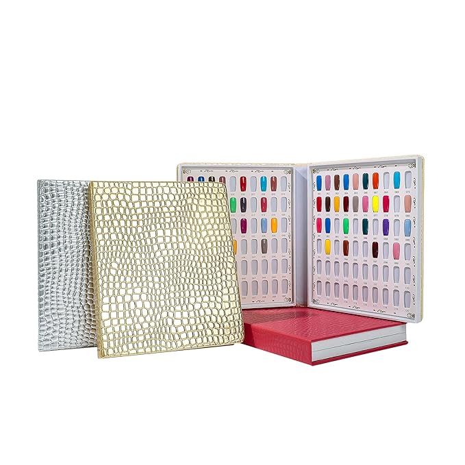 NMKL38 120 Nail Color Chart Display Book for UV Gel Color Cards Salon Tool with False Nail Tips (Silver)