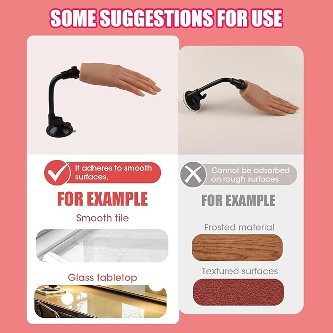 Practice Hand for Acrylic Nails with Stand Bracket, Silicone Fake Hands to Practice Fake Nails Mannequin Hand for Nails Practice and Nail Art Single Left Hand Color 5#