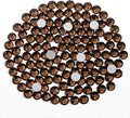 Beadsland 288pcs Flat Back Crystal Rhinestones Round Gems for Nail Art and Craft Glue Fix, Smoked Topaz, SS34, 7.1-7.3mm