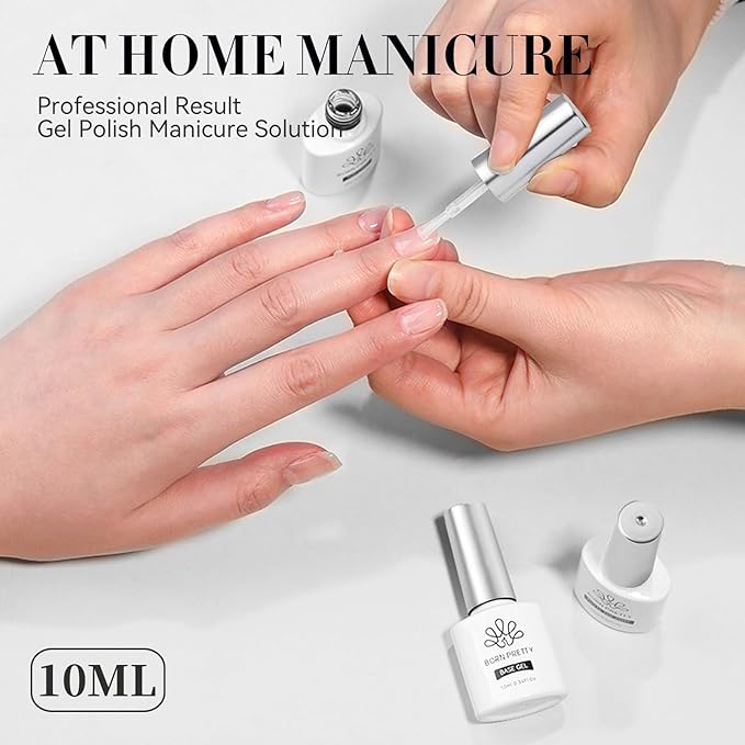Born Pretty Base & Top Coat Set 2PCS, High Glossy Top Coat, Base Gel for Long Lasting Nails Shine Finish, Nail Art DIY Design Manicure Gifts for Women 10ML