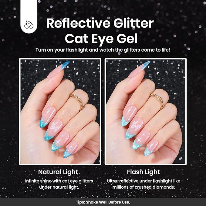 beetles Cat Eye Gel Polish Set - Floral Verses 20 Colors Gel Polish Kit, Blue Pink Purple Green Shimmer Nail Colors, with Magnet Stick Glossy & Matte Gel Top Base Coat UV Gifts for Women