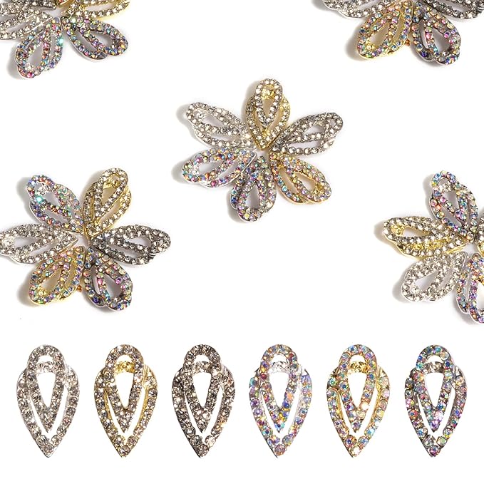 30Pcs Drop Shaped Nail Charms 3D Drop-shaped Nail Rhinestones Glitter Nail Gem Gold Sliver AB Nail Art Charms for Girl Women DIY Nail Art Craft Decoration