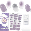 Semi Cured Gel Nail Strips - 28pcs Gel Nail Stickers Wraps(Purple), Nail Polish Stickers UV Light Lamp Requried, Easy to Apply