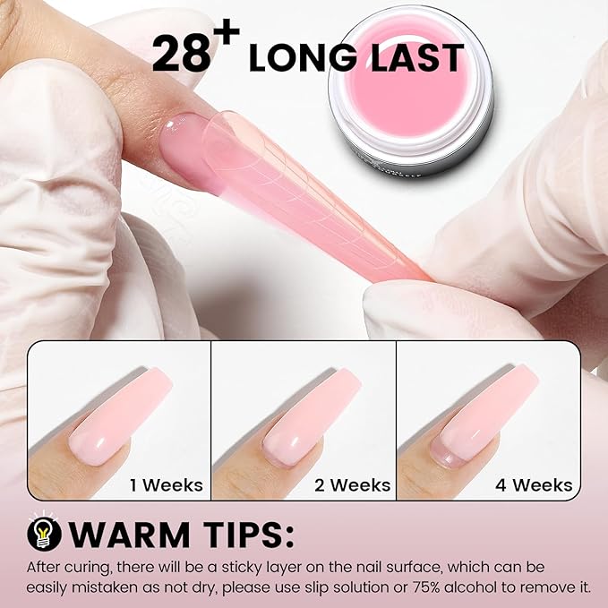 50g Builder Gel for Nails, Long-Lasting Soak-Off Nail Extension Gel for Beginners & DIY Home Salon Manicure(YMH11-Red)