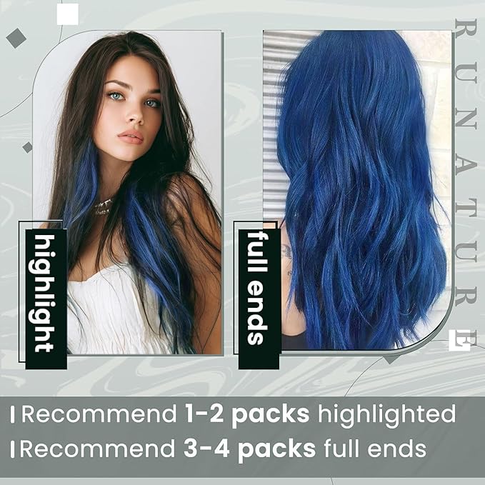 RUNATURE U Tip Hair Extensions Real Human Hair 18 Inch Blue Hair Extension Remy Keratin Tip Hair Extensions Human Hair Blue Hair Extension U Tip Hot Fusion Extensions Long Lasting 25g 25s