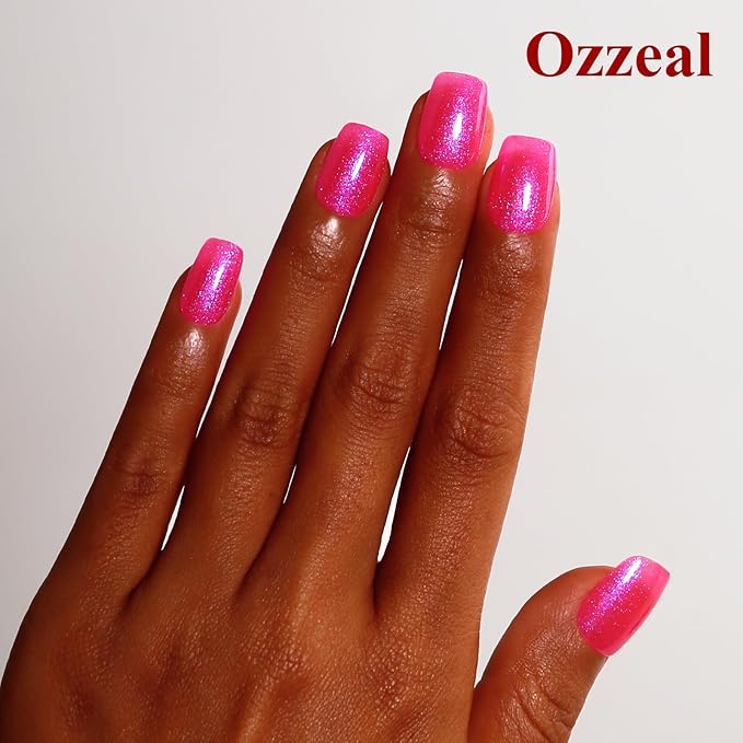 Glitter Gel Polish, Hot Pink Iridescent Glitter Gel Nail Polish Sparkle Shimmer Gel Glitter Nail Polish Summer Rainbow Soak off LED UV Gel Nail Polish for Art DIY Manicure 15ML