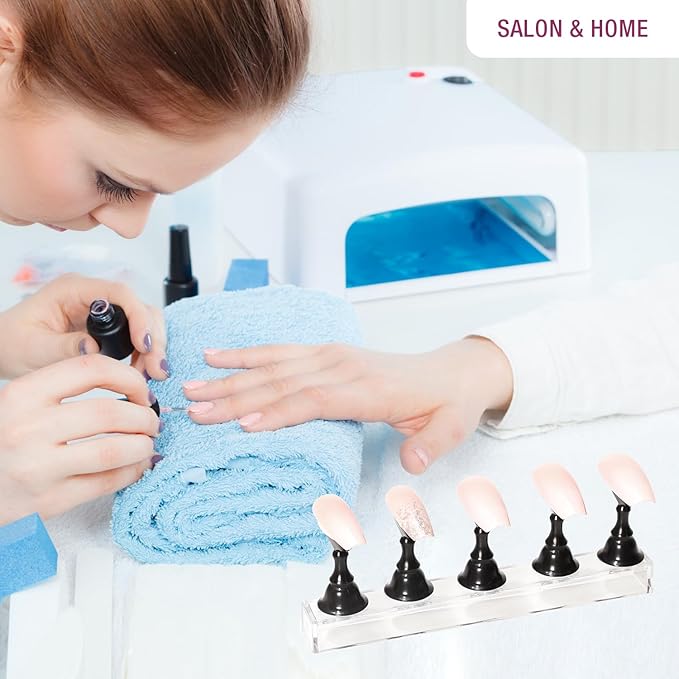 Nail Holder for Nail Art Practice, Nail Stands for False Nails Painting, 30 pcs of adhesive putty 1 Crystal Base 2 Sets Magnetic Acrylic (Black+White)