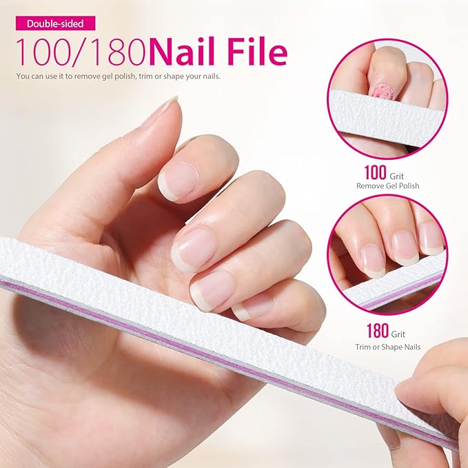 Teenitor Nail Gel Remover Tools Kit with Nail Remover Clips, Nail Remover Pads, Nail Brushes, Nail File Buffer, Cuticle Peeler Black