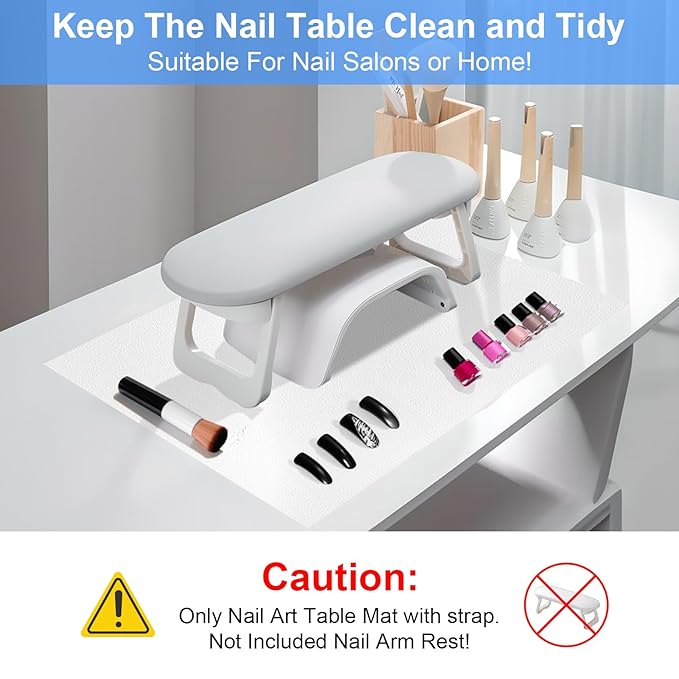 Diesisa Nail Art Table Mat,Foldable Nail Art Hand Rest Pad for Nail Arm Rest Cushion,Soft Microfiber PU Leather Nail Mat for Table,Manicure Pad,Nail Table Pad for Nail Technician Salon Home-White