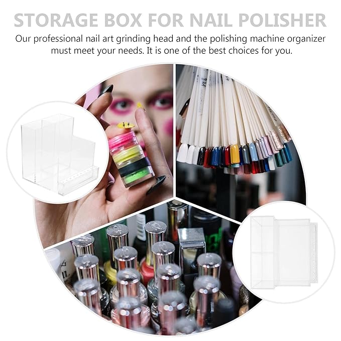 Uonlytech Bit Holder Nail Bit Nail Drill Bits Holder Stand Displayer Organizer Nail Polishing Storage Box Acrylic Holder Machine Manicure Accessory for Nails, Clear Mailbox Bracket Shelving Brackets