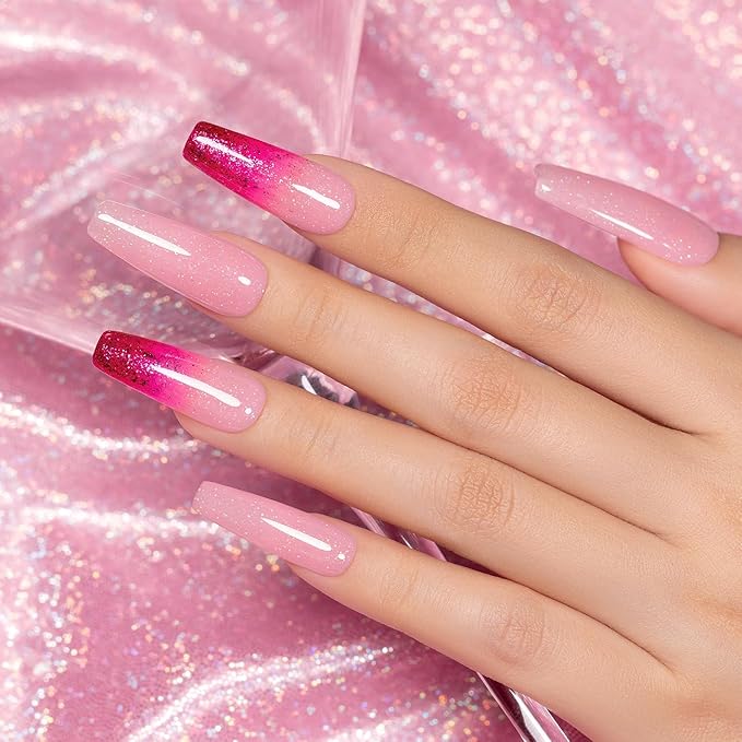 RARJSM Glitter Rubber Base Gel Nail Polish Shimmer Rubber Base for Nails Brush on Quick Extend Builder Hard Gel Soak Off Curing Requires 15ml Salon Home French Manicure(Nude Pink Rainbow)