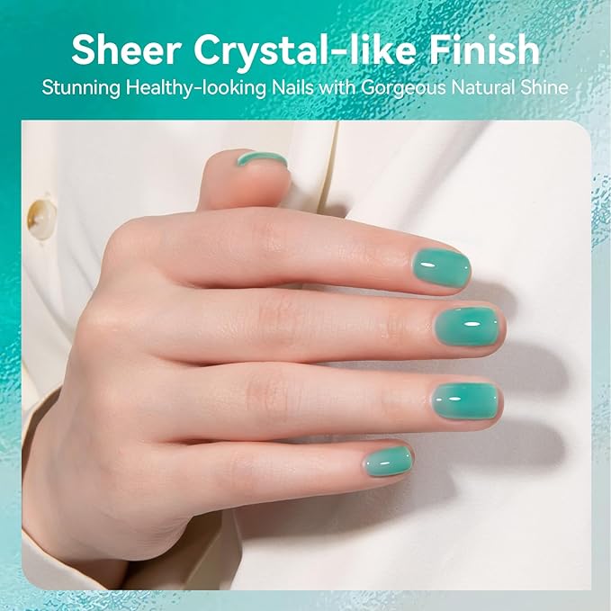 MEGIOR Tropical Aqua Jelly Gel Nail Polish 0.5 Fl Oz Transparent Aqua Soak Off UV LED Lamp Light Cure Gel Polish Kit for Salon and Nail Art Starter Manicure DIY at Home