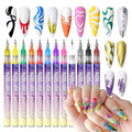 12 Colors Nail Art Pens Set，0.05mm NailPolish Pens, 3D Markers Polish Pen Sets Quickly Dotting Drawing Painting Liner Brush for Art Design DIY Manicure Supplies