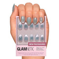 Glamnetic Press On Nails - Unicorn Tears Fake Nails | Short Oval, Misty-Grey Nails with a Mesmerizing Metallic Finish | 15 Sizes - 30 Nail Kit with Glue