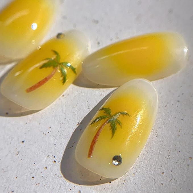 1 Sheets Coconut Tree Nail Stickers Holographic Effect Nail Decals Cute Chrome Nail Stickers for Nail Art Palm Seagull DIY Self-Adhesive Hawaii Handmade Nails Supplies Accessories for Women Girls