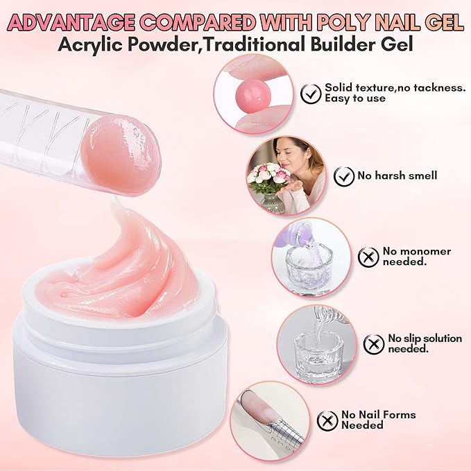Makartt 3d Gel Nail Art Kit: All in One 3D Sculpting Builder DIY Kit Non-Stick-Hand Solid Gels UV LED Soak Off Gel Polish Painted Carving Molding Hard Gels Rhinestones Chrome Nail Art Salon Home
