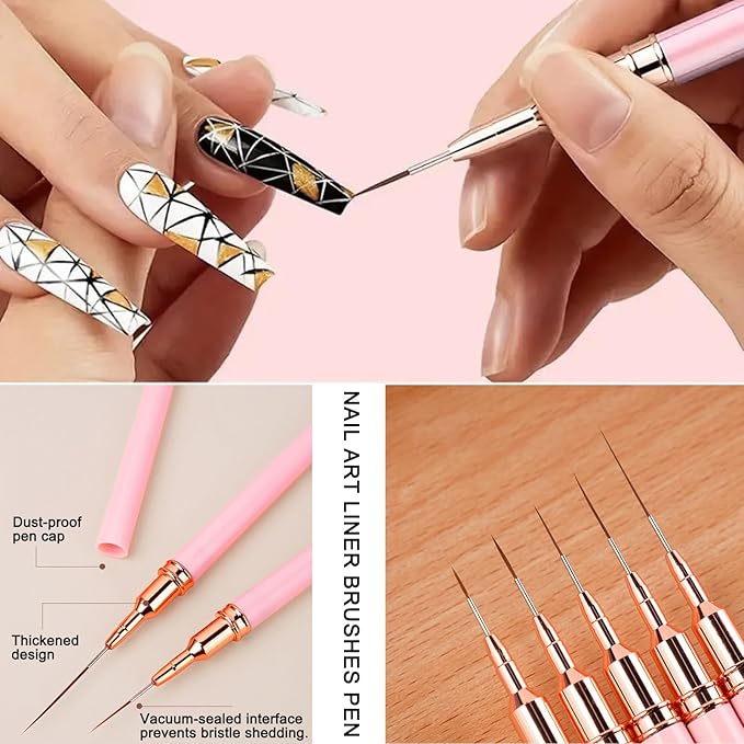 31Pcs Nail Art Tools Set, Nail Art Brushes, Resin Nail Art Palette, Dotting Tools and Liner Brushes, For Nail Art Design for Home and Salon Use