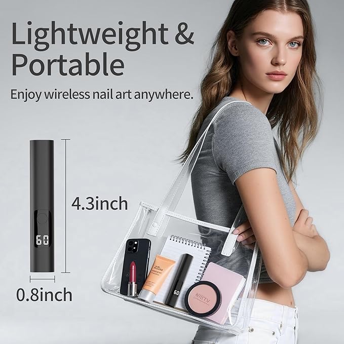 Handheld UV Light for Gel Nails, Rechargeable Mini Nail Lamp with LCD Display, Portable Cordless Nail Dryer for Home DIY Manicure Art