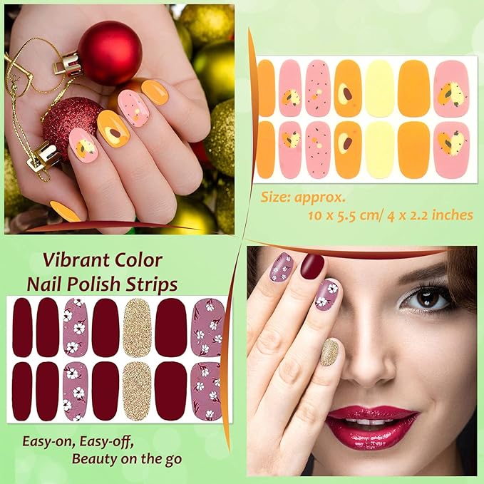 560 Pieces 40 Sheets Vibrant Color Nail Polish Strips Self-Adhesive Colorful Gel Nail Strips for Kids Nail Polish Stickers Full Nail Wraps for Women Nails Art