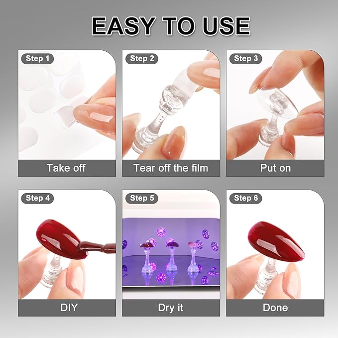 ANGNYA Nail Stand for Press Ons,Square Shape Super Magnetic Base Nail Holder for Painting Nails with 200 Pcs Reusable Double-Sided Tape for Nails Practice Nail Tools Home DIY Salon Supplies