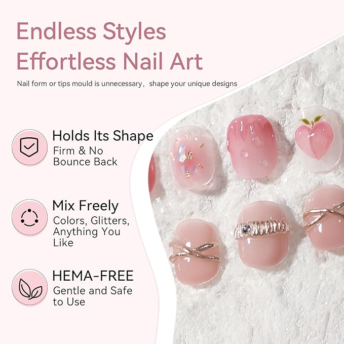 BORN PRETTY Builder Gel for Nails,60g Clear Hard Gel for 3D Sculpting & Nail Extension,Non-Sticky Soak Off U V Gels with Silicone Mold,Salon & Home DIY Nail Art Kit