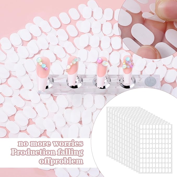 1200 Pcs False Tip Double Sided Adhesive Tapes for Nail Art Display, Clear Nails Adhesive Tabs, Press on Fingernail Stickers,Pre-Cut Strips for Nail Art Holder and Display Book