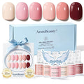 AZUREBEAUTY 6 Colors 15ml HEMA Free Gel Nail Polish Set, Same Color Bottles, Soak Off UV LED Gel Polish Kit Nail Art for DIY at Home Manicure Salon Gifts, Nude Pink Beige Burgundy Red