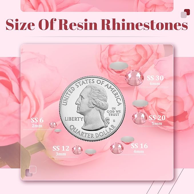 6000PCS 4mm Resin Rhinestones Bulk for Crafting (Dark Pink), Flatback Bedazzling Crystals for Crafts DIY Nail Decoration, Gems Charms for Tumbler Shoes Clothing Fabric with Pickup Pen and Tweezers
