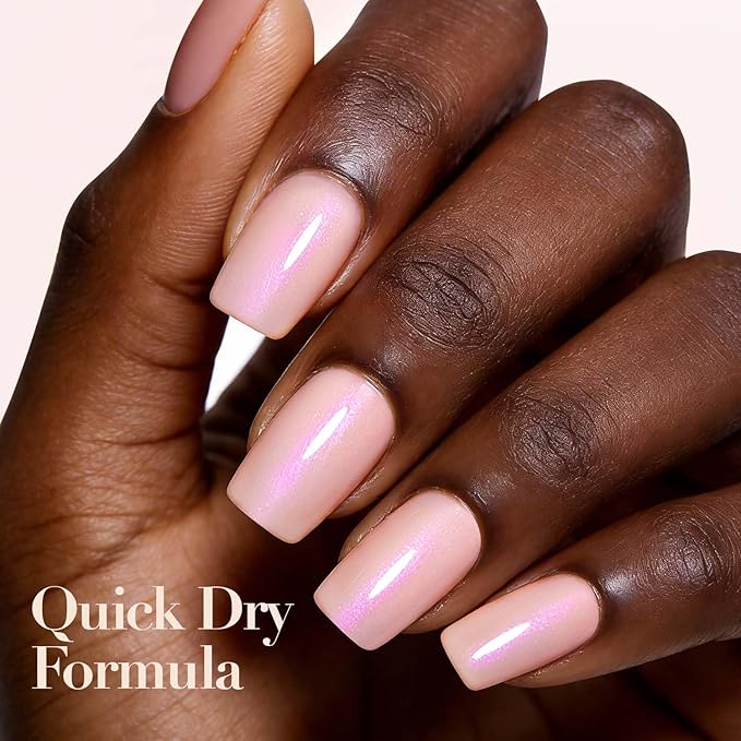 AZUREBEAUTY Nail Polish,Nude Pink Shimmer Quick Dry Complete Natural Super Lustrous,Professional for DIY Manicure and Pedicure at Home