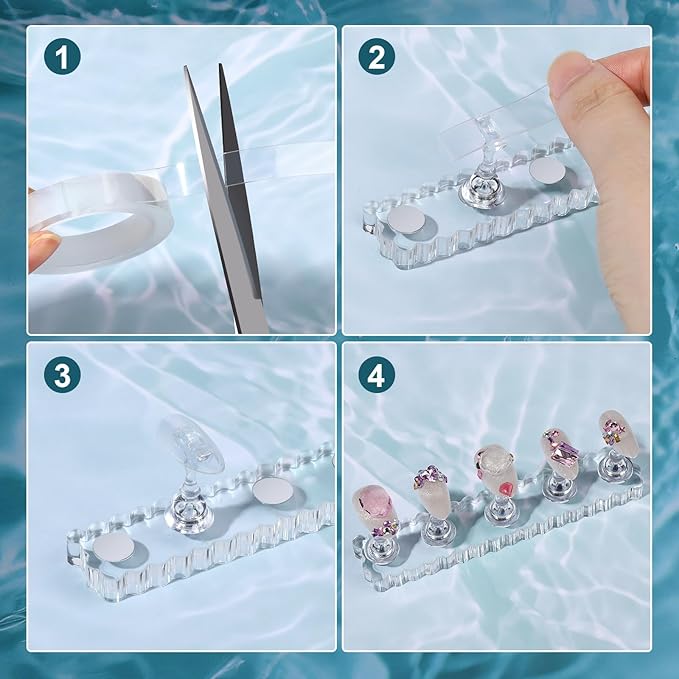 Fandamei Nail Stand, 2 Set Nail Holder for Painting Nails, Nail Stand for Press on, Press on Nail Stand for Practice, Magnetic Acrylic Nail Display Stands for Nail Art with Double-Sided Tape