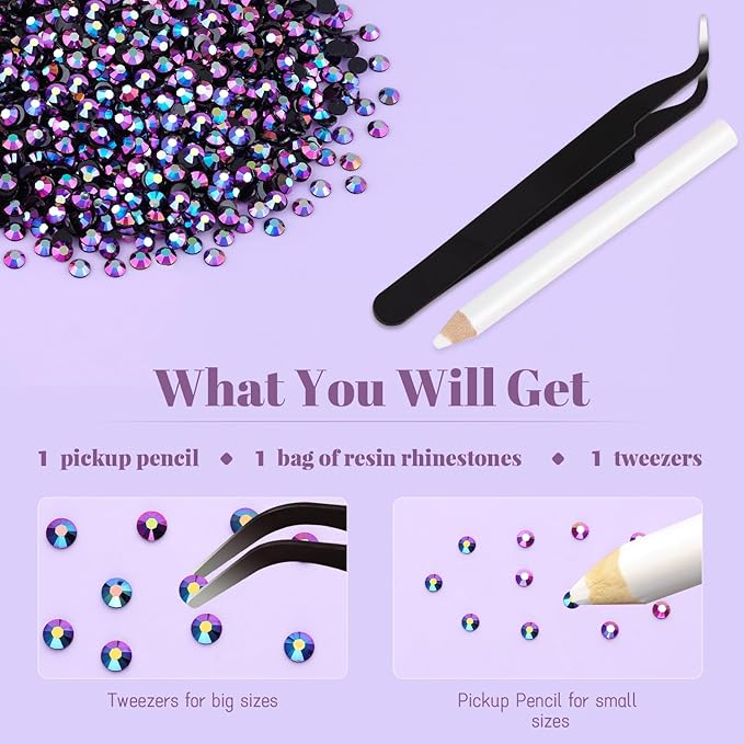 8000PCS 3mm Resin Jelly Rhinestones in Bulk (Purplish Black AB), Bedazzling Flatback Crystals Rhinestones for Crafting DIY Nail Decoration, Gems Diomand Charms for Tumbler Shoes Clothing Fabric