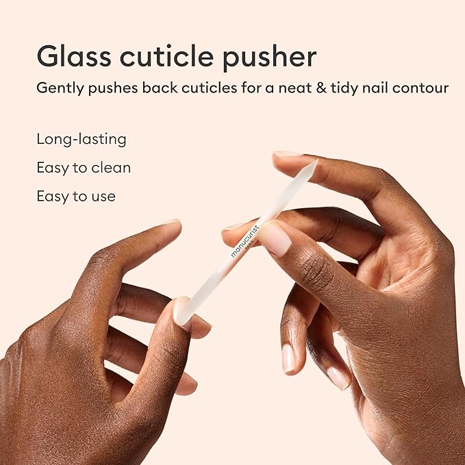 Manucurist Glass Nail Accessory Trio – Exclusive Tube Set with a Glass Nail File, Buffer, and Cuticle Pusher – Nail Care Accessories - Manicure Tools Set - Nail Tools - Valentines Day Gifts for Women