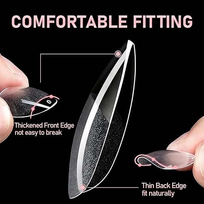 Almond False Nail tips-Half matte nail extension tips full cover almond nail tip kit press on 10 sizes 600pcs pre-shaped Almond nail tips set false nail tips for nails Salon Or Home DIY