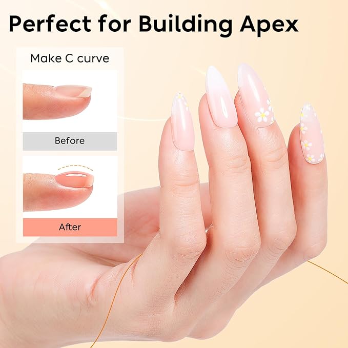 Nicedeco Builder Nail Gel Polish 6pcs, Hema Free, Cruelty Free, Vegan, Base Colors Nude Pink Hard Strengthener Rubber Gel Extension Kit 50