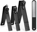 4-Piece Black Stainless Steel Nail Clipper Set, Ultra Sharp with Angled Toenail Clipper & Nail File for Men and Women, Home and Travel Use