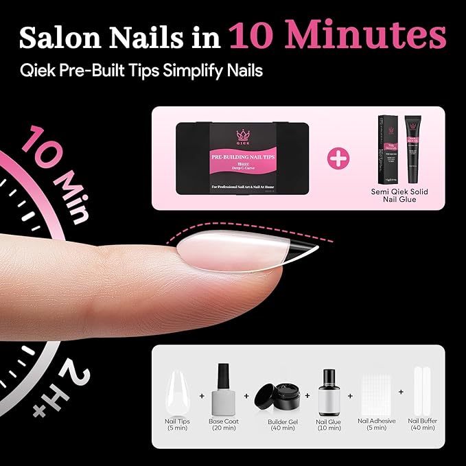 Short Almond Pre-Building Nail Tips, 15 Sizes 240 PCS Pre-shaped Apex Clear Soft Press On Fake Nail Half Matte Gel Nail Extensions Strong Thick Acrylic Tip for DIY Beginners & Salon Manicure