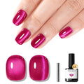 modelones Hot Pink Cat Eye Gel Nail Polish Pink Glitter Holographic Pink Cat Eye Neon Shimmer Reflective Translucent U v Gel Magnetic Nail Polish 15ML
