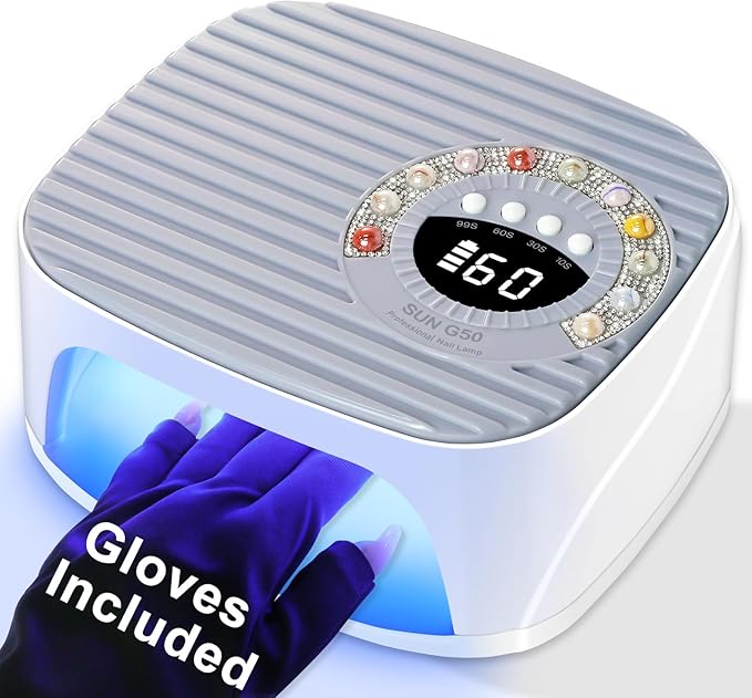 LIMEGIRL UV LED Nail Lamp Kit for Gel Polish Professional Fast Curing Grey Dryer Light Set with 45PCS Lamp Beads and Gloves Cordless Rechargeable Nail Art Cure Machine for Manicure Pedicure