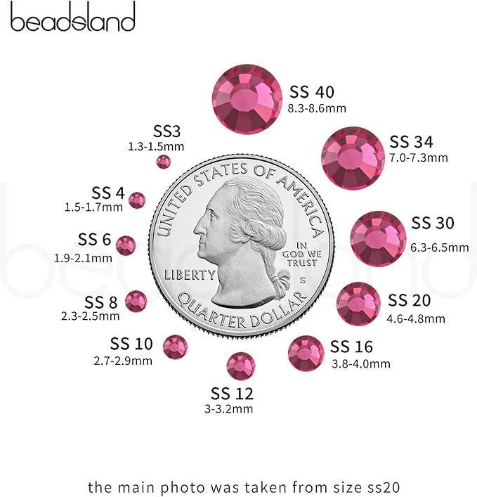 Beadsland 2880pcs Flat Back Crystal Rhinestones Round Gems for Nail Art and Craft Glue Fix, Rose, SS20,4.6-4.8mm