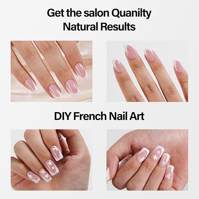 Vansiho Pink Deep French Gel Nail Tips, Short Square Soft Gel Nail Tips, French Tips Press on Nails, 150 Pcs Box of DIY False Nails, 15 Sizes