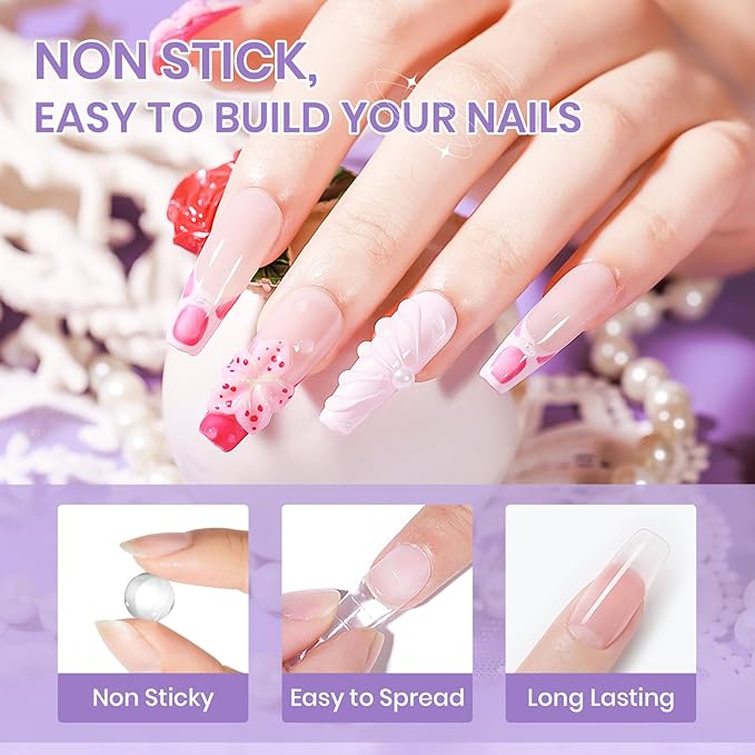 3d Sculpting Gel for Nail Art Non Stick Hand Hard Gel for Nails Clear White and Pearl White Solid Builder Gels for Nails for Extension Carving Sculpting Beauty Charms for Beignner and Salon DIY